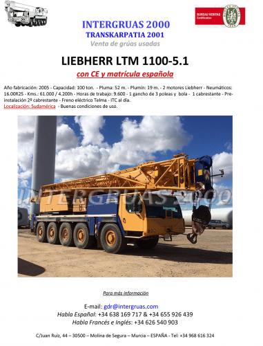 En venta grua LIEBHERR LTM 1100/51 - Imagen 1