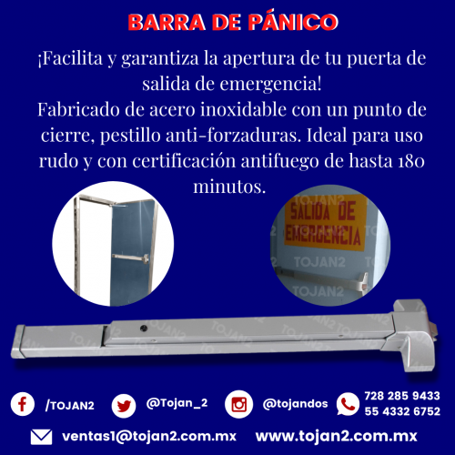 BARRAS DE PÁNICO PARA SALIDAS DE EMERGENCIA  - Imagen 1