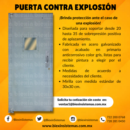 PUERTA CONTRA EXPLOSION DE RANGO ALTO Retar - Imagen 1